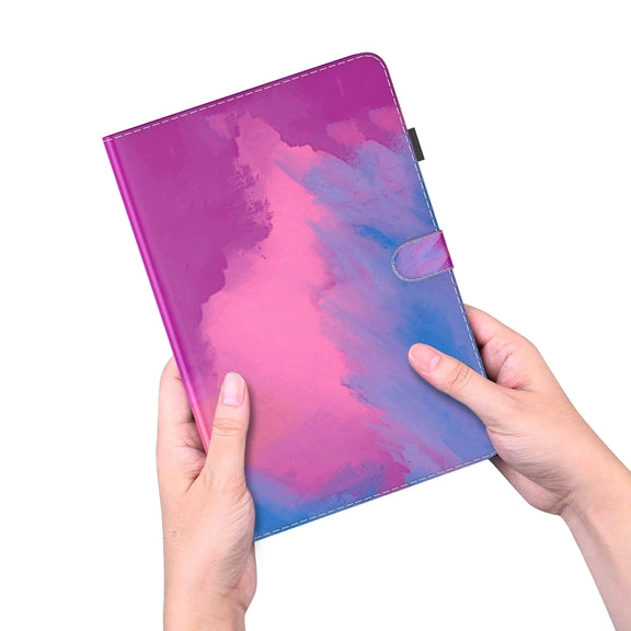 For Amazon Kindle Fire 7 2022 Watercolor Pattern Flip Leather Tablet Case(Purple Red)