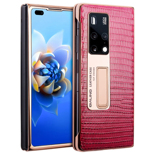 For Huawei Mate X2 QIALINO 2 in 1 Crocodile Pattern Genuine Leather + PC Phone Case(Red) - free shipping - PMC Jewellery - Order now!