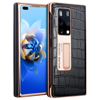 For Huawei Mate X2 QIALINO 2 in 1 Crocodile Pattern Genuine Leather + PC Phone Case(Black) - free shipping - PMC Jewellery - Order now!