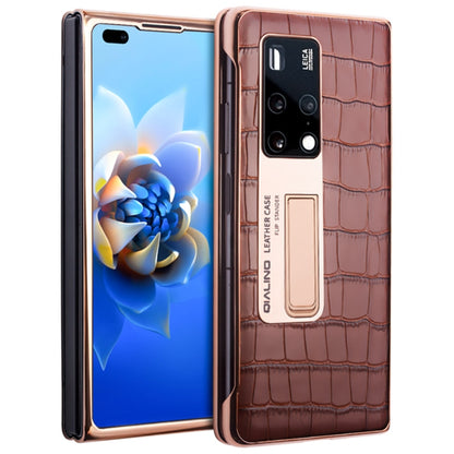 For Huawei Mate X2 QIALINO 2 in 1 Crocodile Pattern Genuine Leather + PC Phone Case(Brown) - free shipping - PMC Jewellery - Order now!