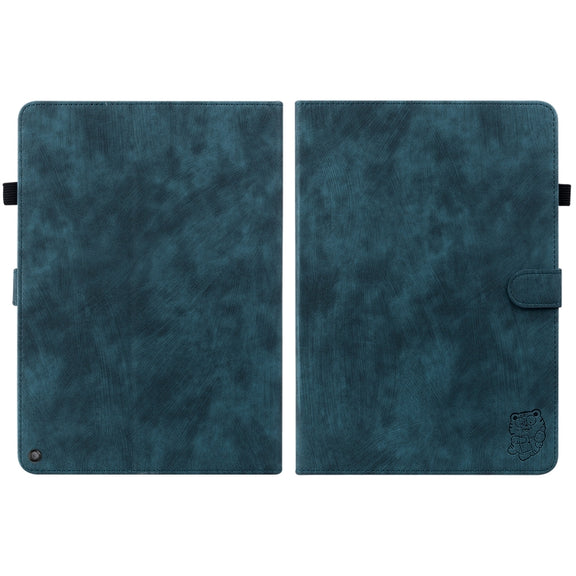 For Amazon Kindle Fire 7 2022 Tiger Pattern Flip Leather Tablet Case(Dark Blue)