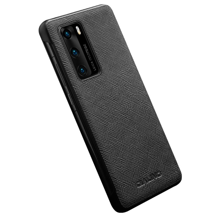 For Huawei P40 QIALINO Puda Texture Side Window View Leather Phone Case(Black) - free shipping - PMC TechLife - Order now!