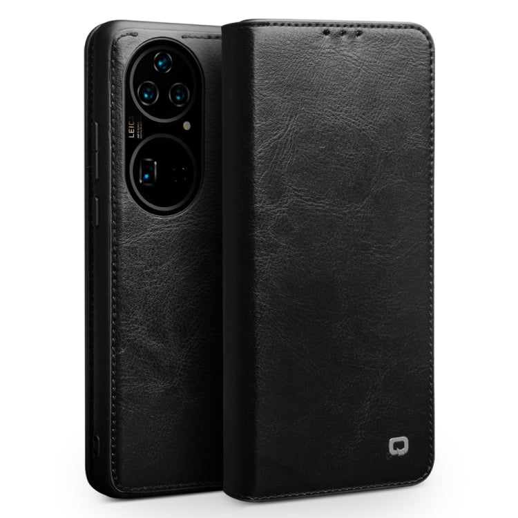 For Huawei P50 QIALINO Genuine Leather Phone Case(Black) - Huawei Cases by QIALINO | Online Shopping South Africa | PMC TechLife | Buy Now Pay Later Mobicred