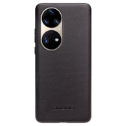 For Huawei P50 QIALINO Cowhide Texture Genuine Leather Phone Case(Black)