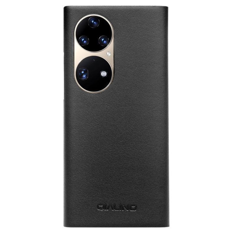 For Huawei P50 QIALINO Magnetic Side Window View Genuine Leather Smart Phone Case(Black) - free shipping - PMC TechLife - Order now!