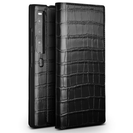 For Huawei Mate XS 2 QIALINO Crocodile Pattern Genuine Leather Phone Case(Black) - free shipping - PMC Jewellery - Order now!