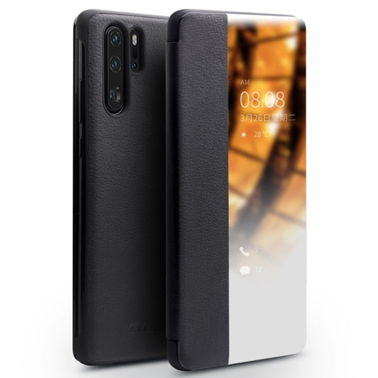 For Huawei P30 Pro QIALINO Genuine Leather Side Window View Smart Phone Case(Black) - free shipping - PMC Jewellery - Order now!