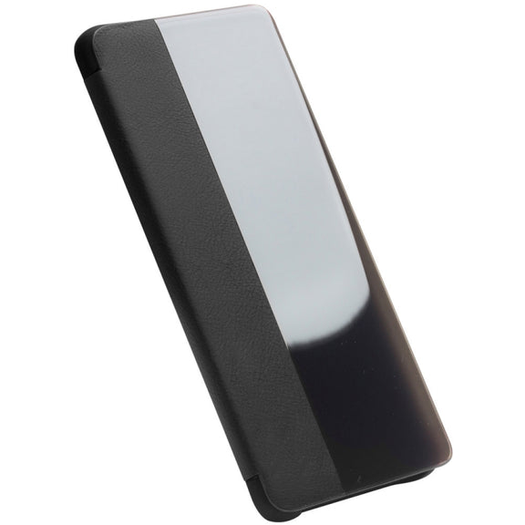 For Huawei P30 QIALINO Genuine Leather Side Window View Smart Phone Case(Black)