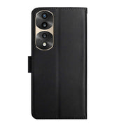 For Honor 70 Pro/70 Pro+ Genuine Leather Fingerprint-proof Flip Phone Case(Black)