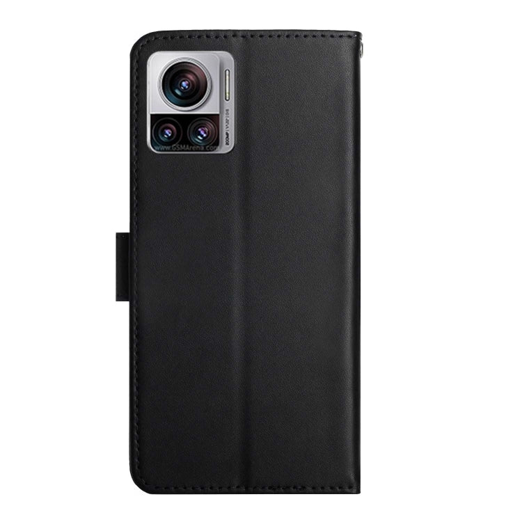 For Motorola Edge 30 Ultra/Moto X30 Pro Genuine Leather Fingerprint-proof Flip Phone Case(Black)