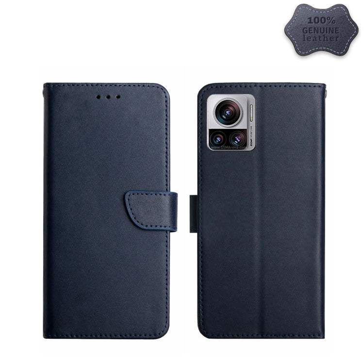 For Motorola Edge 30 Ultra/Moto X30 Pro Genuine Leather Fingerprint-proof Flip Phone Case(Blue) - Motorola Cases by PMC TechLife | Online Shopping South Africa | PMC TechLife | Buy Now Pay Later Mobicred