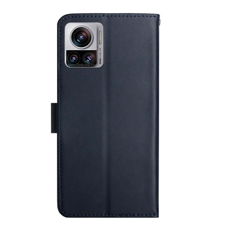 For Motorola Edge 30 Ultra/Moto X30 Pro Genuine Leather Fingerprint-proof Flip Phone Case(Blue)