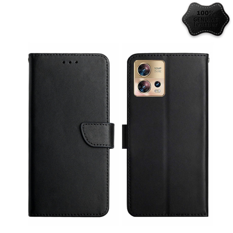 For Motorola Edge 30 Fusion/Moto S30 Pro Genuine Leather Fingerprint-proof Flip Phone Case(Black) - Motorola Cases by PMC TechLife | Online Shopping South Africa | PMC TechLife | Buy Now Pay Later Mobicred
