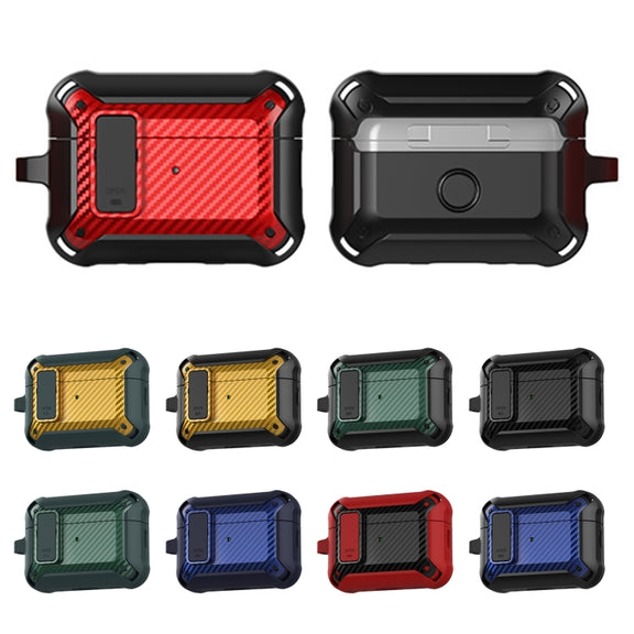 For AirPods Pro 2 Bumblebee Carbon Fiber Earphone Protective Case(Black Red)