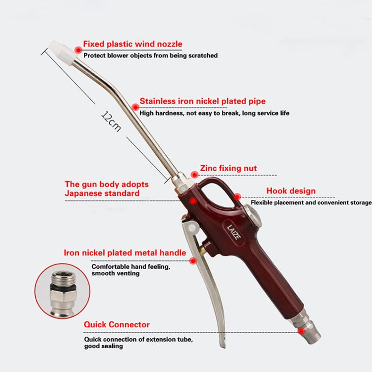 LAIZE Aluminum Alloy Cleaning Dust Removing Gun Strong Blow Dust Gun(Wine Red) - Car Washer & Accessories by PMC TechLife | Online Shopping South Africa | PMC TechLife | Buy Now Pay Later Mobicred
