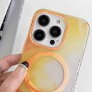 For iPhone 14 Watercolor Magsafe Phone Case(Yellow)