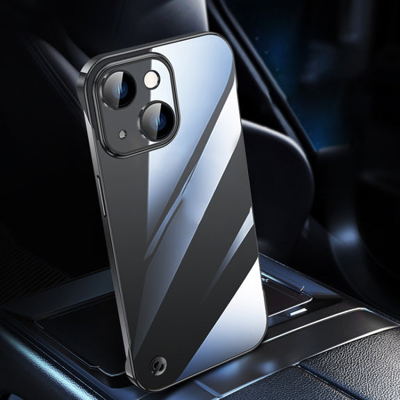 For iPhone 14 Electroplating Frameless Clear PC Phone Case(Black)