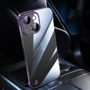 For iPhone 14 Electroplating Frameless Clear PC Phone Case(Purple)