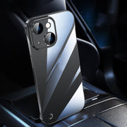 For iPhone 14 Plus Electroplating Frameless Clear PC Phone Case(Black)