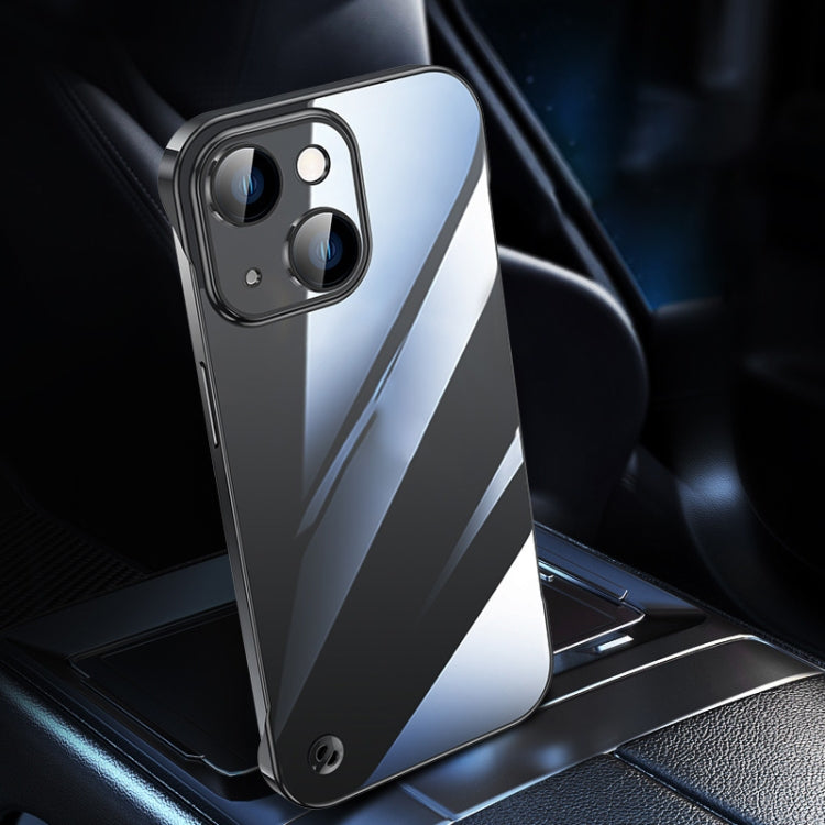 For iPhone 14 Plus Electroplating Frameless Clear PC Phone Case(Black)