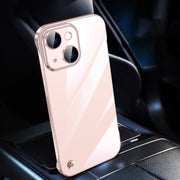 For iPhone 14 Plus Electroplating Frameless Clear PC Phone Case(Pink)