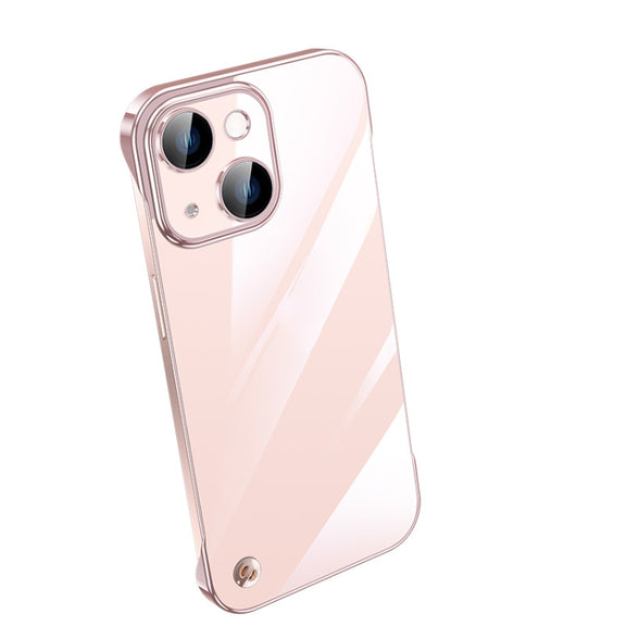 For iPhone 14 Plus Electroplating Frameless Clear PC Phone Case(Pink)