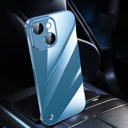 For iPhone 14 Plus Electroplating Frameless Clear PC Phone Case(Sierra Blue)