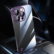 For iPhone 14 Pro Max Electroplating Frameless Clear PC Phone Case(Purple)