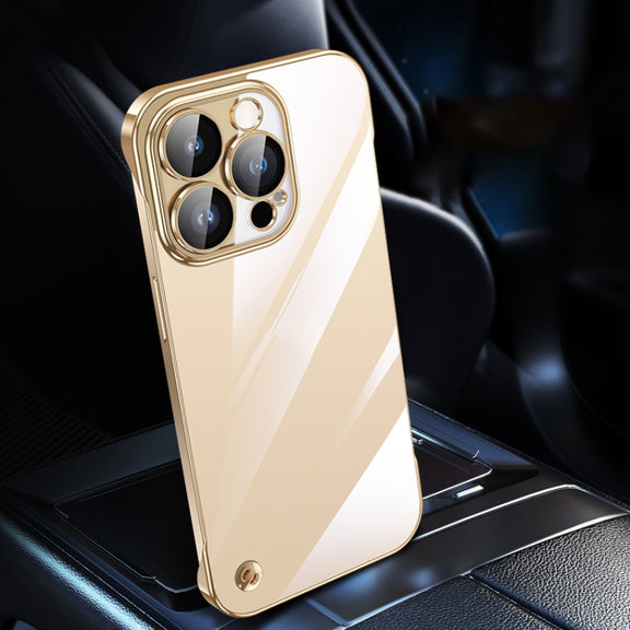 For iPhone 13 Pro Max Electroplating Frameless Clear PC Phone Case(Gold)