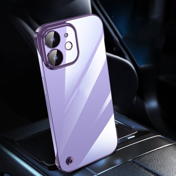 For iPhone 12 Electroplating Frameless Clear PC Phone Case(Purple)