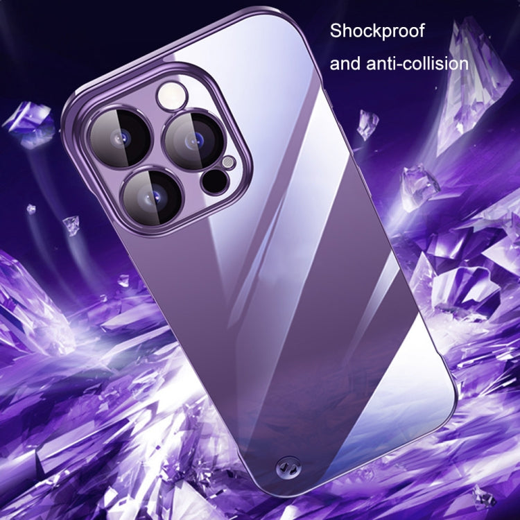 For iPhone 12 Electroplating Frameless Clear PC Phone Case(Purple)
