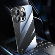 For iPhone 12 Pro Max Electroplating Frameless Clear PC Phone Case(Black)