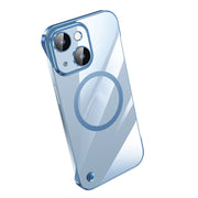 For iPhone 14 Electroplating Frameless Magsafe Magnetic PC Phone Case(Sierra Blue)