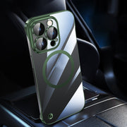 For iPhone 14 Pro Electroplating Frameless Magsafe Magnetic PC Phone Case(Green)