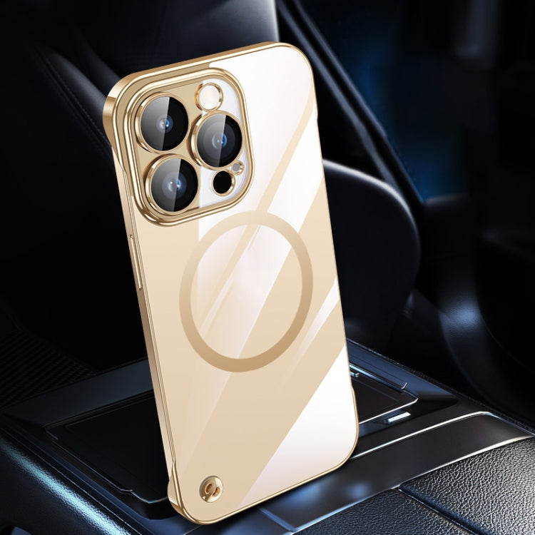 For iPhone 14 Pro Electroplating Frameless Magsafe Magnetic PC Phone Case(Gold)