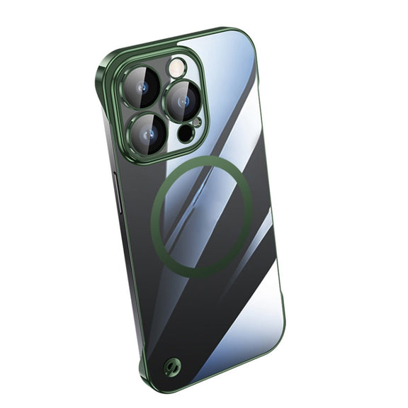 For iPhone 14 Pro Max Electroplating Frameless Magsafe Magnetic PC Phone Case(Green)