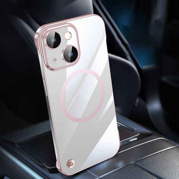 For iPhone 13 Electroplating Frameless Magsafe Magnetic PC Phone Case(Pink)