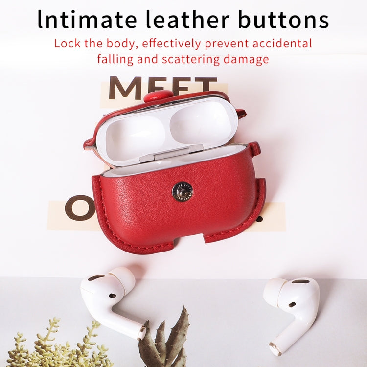 For AirPods Pro 2 Litchi Texture PU Leather Earphone Protective Case with Lanyard(Red) - For AirPods Pro 2 by PMC Jewellery | Online Shopping South Africa | PMC Jewellery | Buy Now Pay Later Mobicred