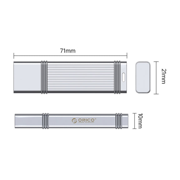 ORICO 64GB Type-C USB3.2 Gen1 USB Flash Drive, Read 260MB/s, Write 50MB/s (Silver)