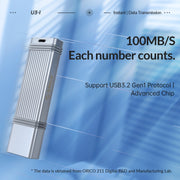 ORICO 128GB Type-C USB3.2 Gen1 USB Flash Drive, Read 260MB/s, Write 50MB/s (Silver)