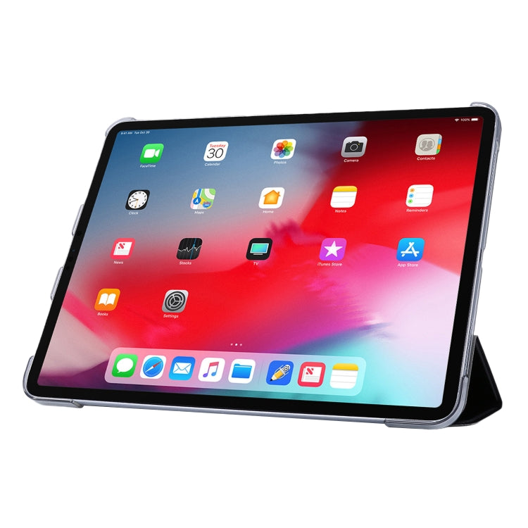 For iPad Air 13 2024 / Pro 12.9 2020 TPU Silk Texture Three-fold Horizontal Flip Leather Tablet Case with Holder(Black) - iPad Pro 12.9 (2020) Cases by PMC TechLife | Online Shopping South Africa | PMC TechLife | Buy Now Pay Later Mobicred