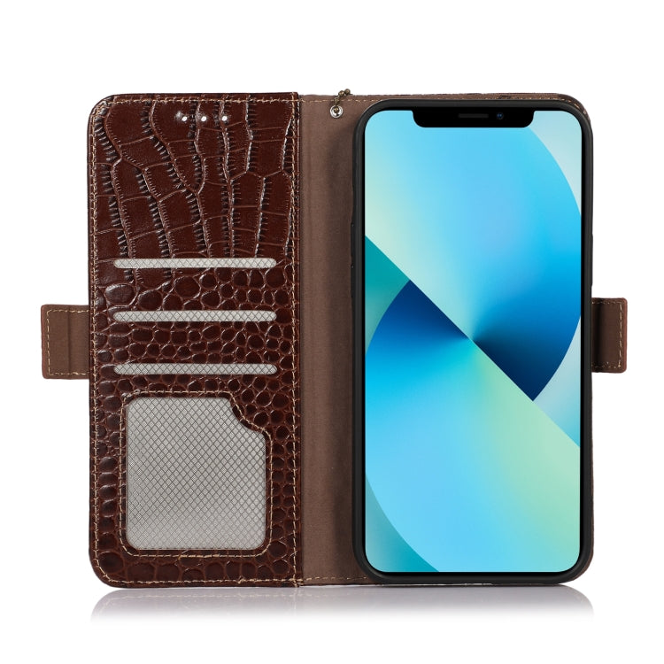 For Honor X8 5G Crocodile Top Layer Cowhide Leather Phone Case(Brown) - Honor Cases by PMC TechLife | Online Shopping South Africa | PMC TechLife | Buy Now Pay Later Mobicred