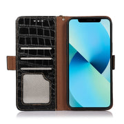 For Honor X8 5G Crocodile Top Layer Cowhide Leather Phone Case(Black)