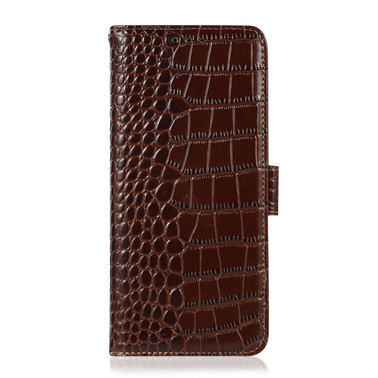 For Motorola Moto E22/E22i Crocodile Top Layer Cowhide Leather Phone Case(Brown) - Motorola Cases by PMC TechLife | Online Shopping South Africa | PMC TechLife | Buy Now Pay Later Mobicred
