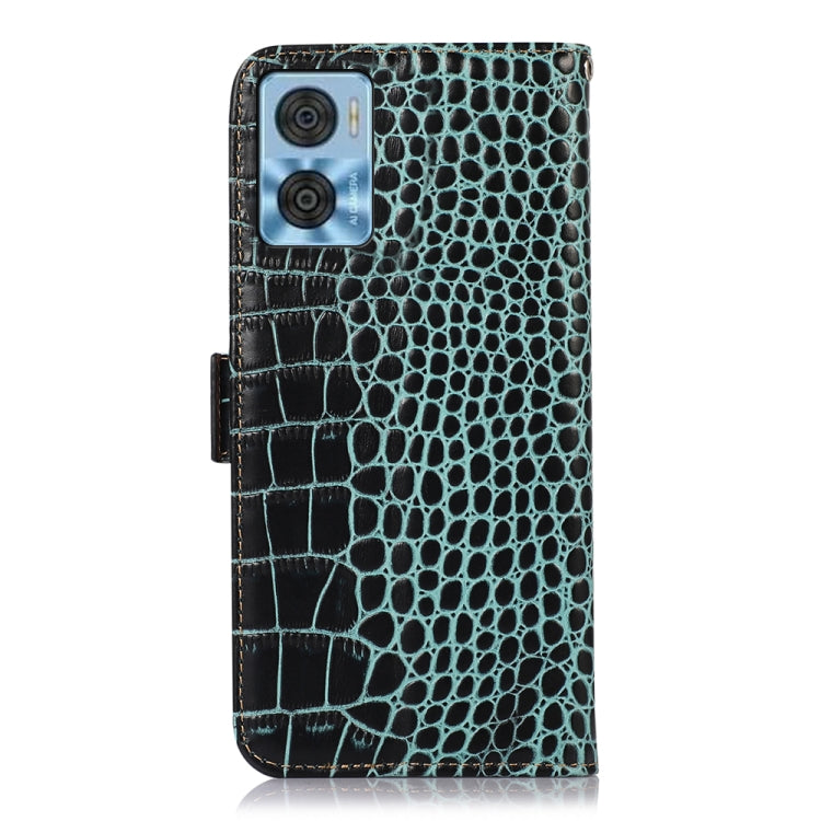 For Motorola Moto E22/E22i Crocodile Top Layer Cowhide Leather Phone Case(Green) - Motorola Cases by PMC TechLife | Online Shopping South Africa | PMC TechLife | Buy Now Pay Later Mobicred