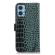 For Motorola Moto E22/E22i Crocodile Top Layer Cowhide Leather Phone Case(Green)