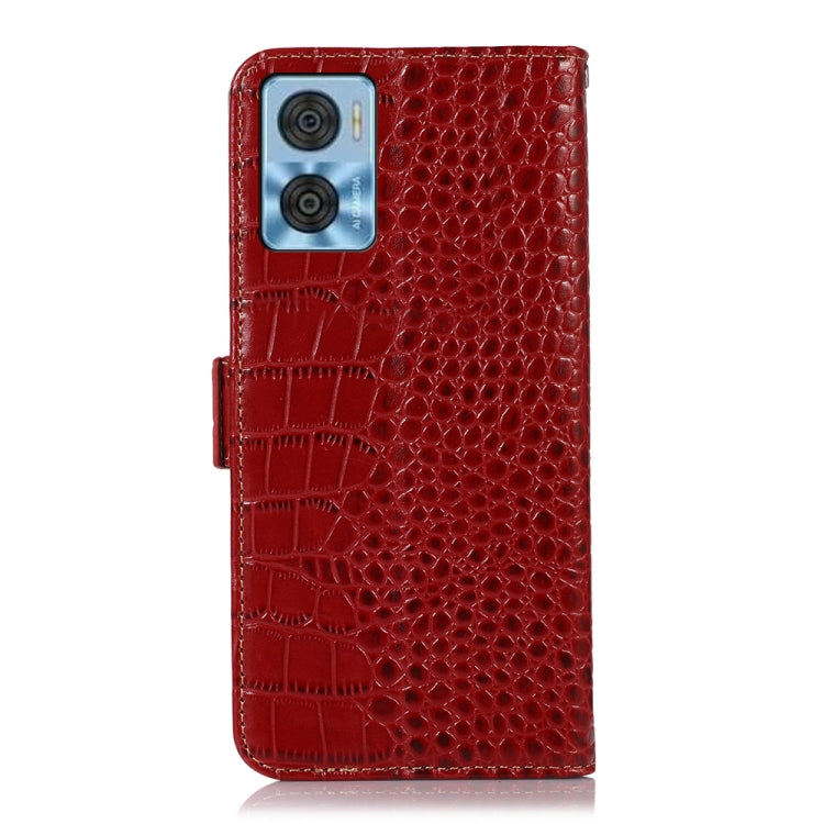 For Motorola Moto E22/E22i Crocodile Top Layer Cowhide Leather Phone Case(Red) - Motorola Cases by PMC TechLife | Online Shopping South Africa | PMC TechLife | Buy Now Pay Later Mobicred