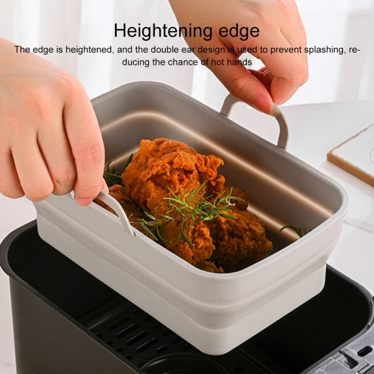 Rectangular Double Pull Basket Foldable Silicone Air Fryer Baking Pan(Grey) - Baking mat & Bakewares by PMC TechLife | Online Shopping South Africa | PMC TechLife