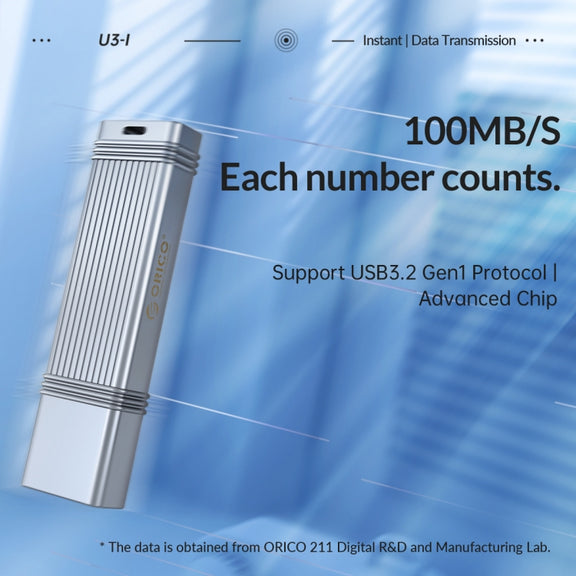ORICO USB Flash Drive, Read: 100MB/s, Write: 50MB/s, Memory:128GB, Port:USB-A(Silver)