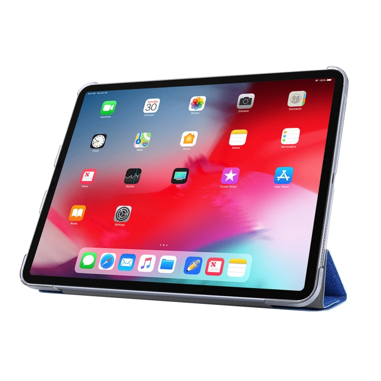 For iPad Air 13 2024 / Pro 12.9 2020 Silk Texture Horizontal Deformation Flip Leather Tablet Case with Three-folding Holder(Blue) - iPad Pro 12.9 (2020) Cases by PMC TechLife | Online Shopping South Africa | PMC TechLife | Buy Now Pay Later Mobicred